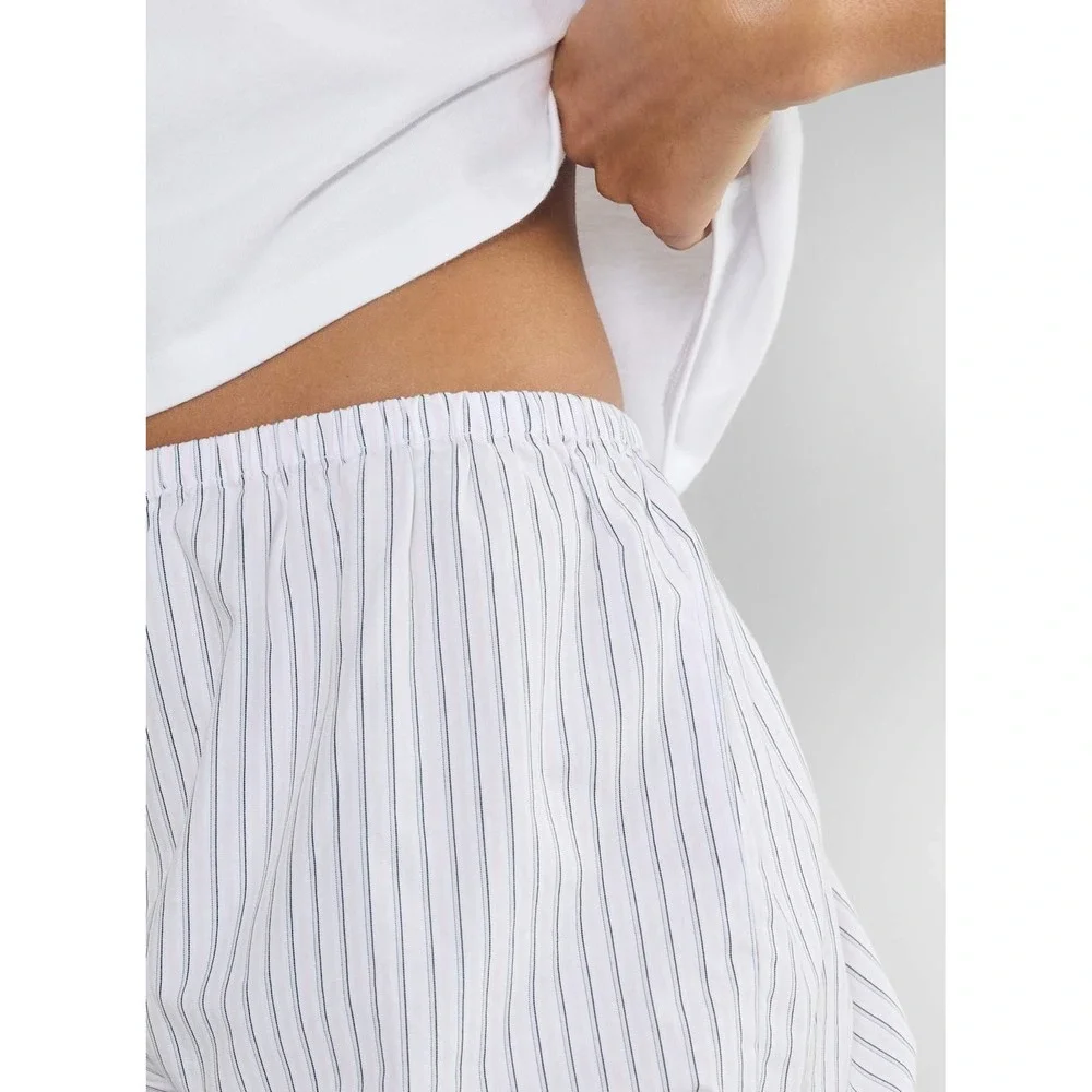 Sunday Best‎ Bloomer Shorts Women XS Espresso Pinstripe Aritzia Loungewear New